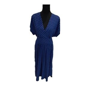 Anne Klein blue and white polka dot maxi dress 12
